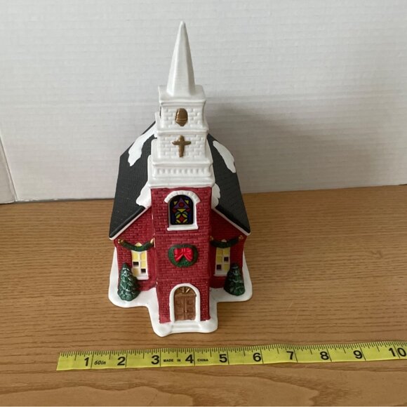 Vtg Galleria Red Church Christmas Village Fine Porcelain Hand Painted Decoration - Picture 12 of 12